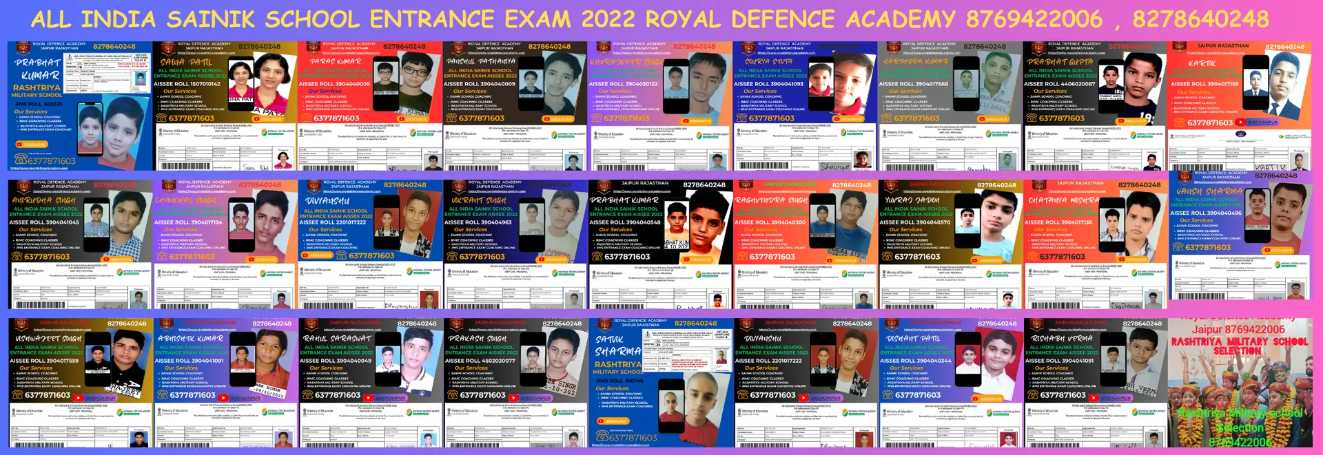 All India Sainik School Entrance Exam AISSEE 2024 Royal Defecne academy 8278640248